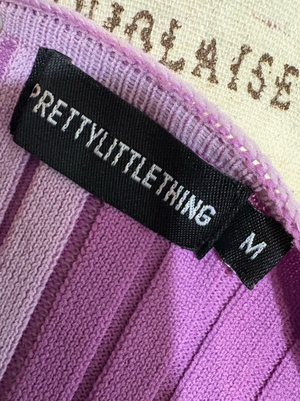 PrettyLittleThing Lilac Two-Toned Ribbed Button-Up Cardigan - Picture 6 of 7